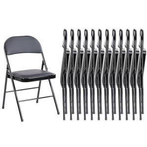 12-Pack Comfy Leather Folding Chairs for Home & Office