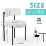 Set of 4 White Boucle Dining Chairs