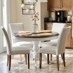 Beige Upholstered Dining Chairs Set of 6