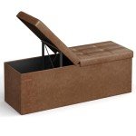 SONGMICS Folding Storage Ottoman, 35 Gallons, Coffee Brown