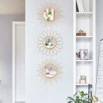3 Pack Gold Sunburst Metal Wall Mirrors
