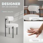 Set of 4 White Boucle Dining Chairs