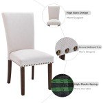 Beige Upholstered Dining Chairs Set of 6