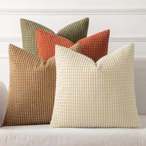 MIULEE Set of 4 Rustic Farmhouse Pillow Covers 18x18