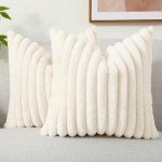 Faux Fur Throw Pillow Covers Set of 2 18x18