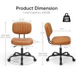 Compact Ergonomic Armless Desk Chair in Brown
