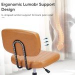 Compact Ergonomic Armless Desk Chair in Brown