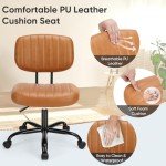 Compact Ergonomic Armless Desk Chair in Brown