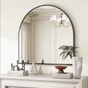 Arched Black Wall Mirror for Home Decor