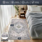 Vintage Farmhouse Boho Non-Slip Accent Rug 3x5 ft
