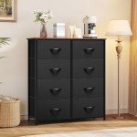 Stylish 8-Drawer Fabric Dresser in Black Ash