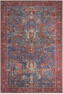 Loren Blue and Red Area Rug 5' x 7'6