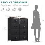 Stylish 8-Drawer Fabric Dresser in Black Ash