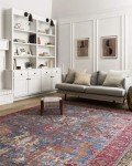 Loren Blue and Red Area Rug 5' x 7'6