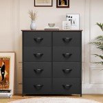 Stylish 8-Drawer Fabric Dresser in Black Ash