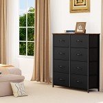 Stylish 8-Drawer Fabric Dresser in Black Ash