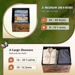 10-Drawer Wide Fabric Dresser in Rustic Brown