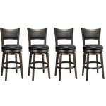 Swivel Bar Stools - Set of 4, 24 Inch Black