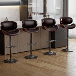 Modern Adjustable Brown Bar Stools – Set of 4