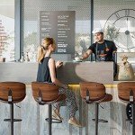 Modern Adjustable Brown Bar Stools – Set of 4