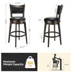 Swivel Bar Stools - Set of 4, 24 Inch Black