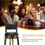 Swivel Bar Stools - Set of 4, 24 Inch Black