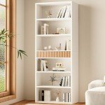 72" Tall 7-Tier Bookshelf with Drawer, White