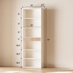 72" Tall 7-Tier Bookshelf with Drawer, White