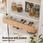 72" Tall 7-Tier Bookshelf with Drawer, White
