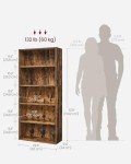 Rustic Brown 5-Tier Adjustable Bookshelf Unit