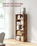 Rustic Brown 5-Tier Adjustable Bookshelf Unit
