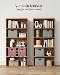Rustic Brown 5-Tier Adjustable Bookshelf Unit