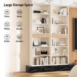 72" Tall 7-Tier Bookshelf with Drawer, White