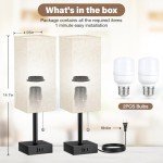 Set of 2 Bedside Table Lamps with USB Port