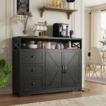 47" Black Storage Cabinet with Drawers & Shelf