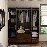 4-Door Wardrobe Closet with Shelves and Drawers