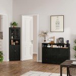 47" Black Storage Cabinet with Drawers & Shelf