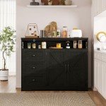 47" Black Storage Cabinet with Drawers & Shelf