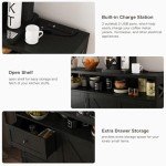 47" Black Storage Cabinet with Drawers & Shelf