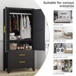Metal Wardrobe Closet with 2 Drawers and Shelves