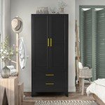 Metal Wardrobe Closet with 2 Drawers and Shelves
