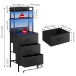 41-Inch Tall Nightstand with Charging Station & Drawers
