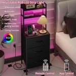 41-Inch Tall Nightstand with Charging Station & Drawers