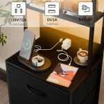 41-Inch Tall Nightstand with Charging Station & Drawers