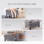 Grey 118" U-Shaped Sectional Sofa with Ottomans