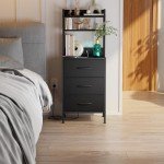 41-Inch Tall Nightstand with Charging Station & Drawers