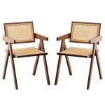 Set of 2 Modern Rattan Accent Chairs