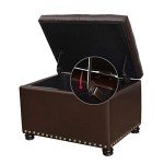 Joveco 24-Inch Brown Leather Storage Ottoman Bench