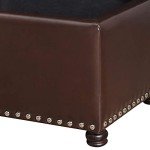 Joveco 24-Inch Brown Leather Storage Ottoman Bench