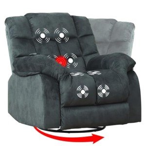 Swivel Rocker Recliner Chair with Massage & Heat
